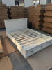 White Wood Platform Bed with Headboard, Footboard And Wood Slat Support