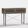 Panel Furniture Home Modern Classic Metal Base Wooden Console Table Set With 2 Drawers