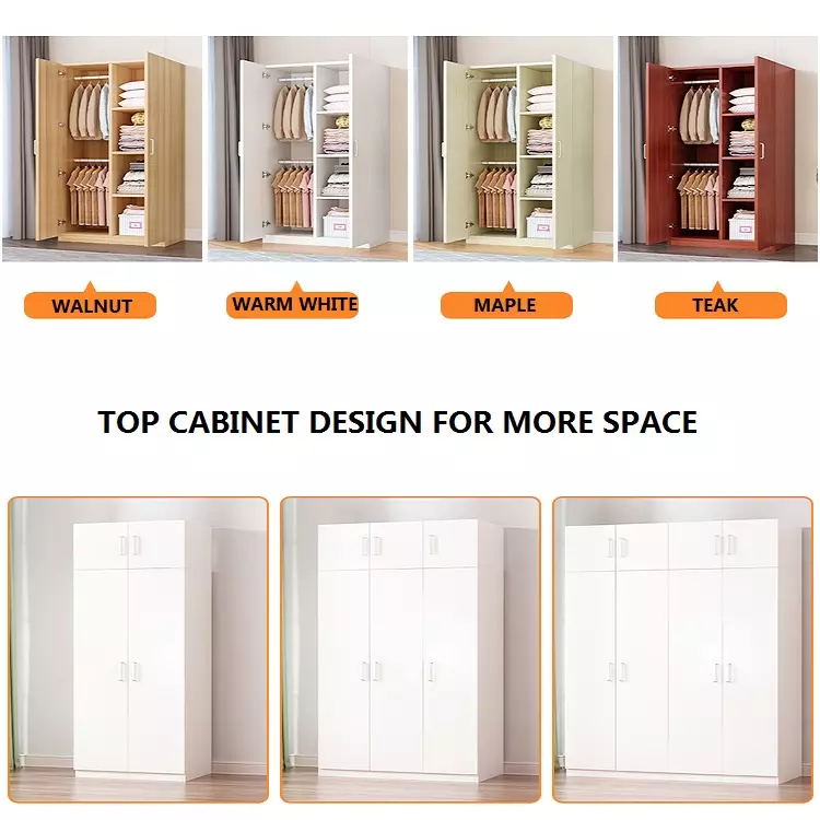 Factory direct supply cheap simple modern two three four doors wooden closet wardrobe cabinet for bedroom furniture