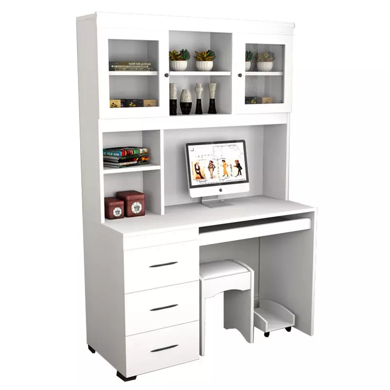 Home Office Standing White Computer Desk With Shelves - Buy Coffee desk