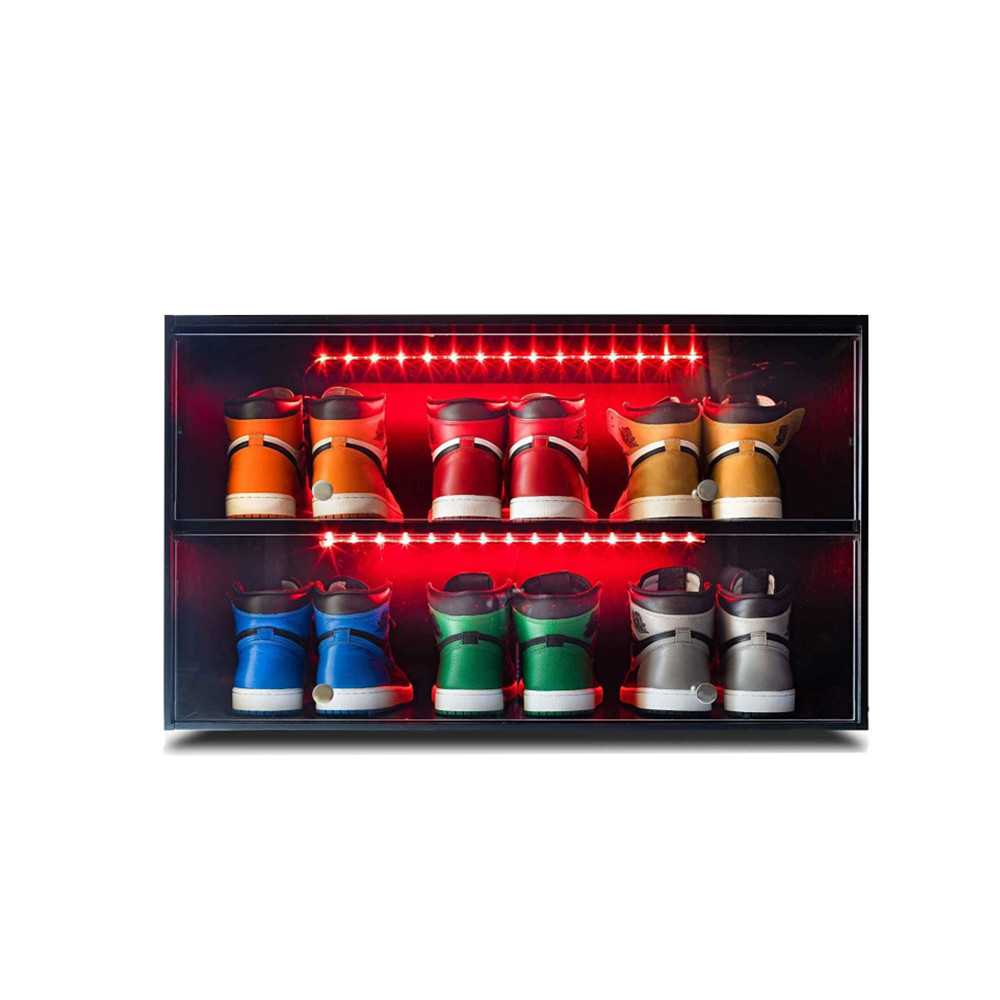 Black Color Shoe Box Storage for Sneaker with Led Light