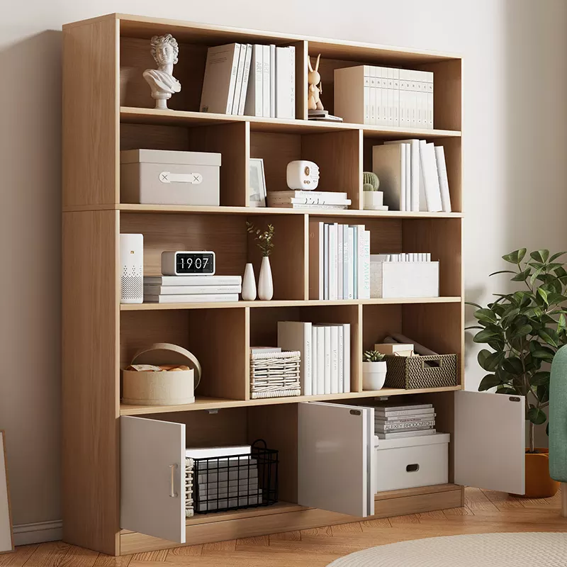 Modern Living Room Tall Bookcase Book Shelf Wooden Library Bookshelf with Doors Book Case Design Furniture
