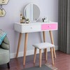 Luxury Hollywood Girls MDF Dressing Table Set Wooden Makeup Vanity Table With Drawers Storage
