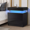 LED mini size wooden desk and white bedside table smart nightstand organizer modern end side table