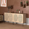 Buffet Modern Sideboard with Handmade Natural Rattan Doors Storage Cabinet Console Table Accent Cabinet for Dining Room