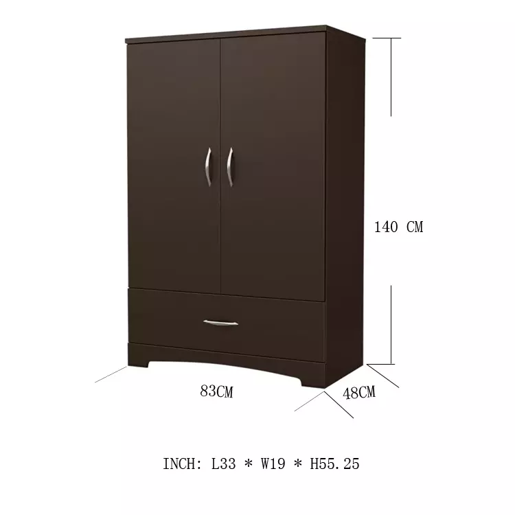 Modern simple two door clothes armoire storage cabinet with 1 drawer
