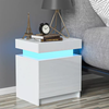 LED mini size wooden desk and white bedside table smart nightstand organizer modern end side table